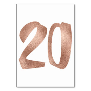 20 Table Number White Metallic Pink Rose Gold Table Number