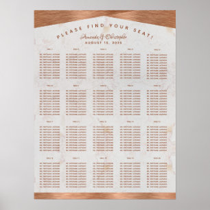20 Table Seating Chart Wedding Marble Copper