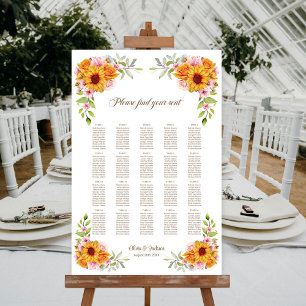 20 Table Sunflower Wedding Seating Chart