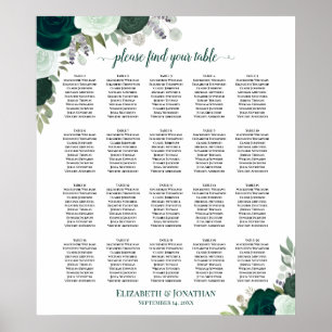 20 Tableau Emerald Boho Floral Mariage Carte de si