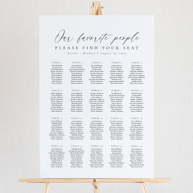 20 Tables Favourite People Acrylic Seating Chart (Creator Uploaded)