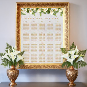 20 Tables Tableau de siège Marbre Calla Lilies Flo