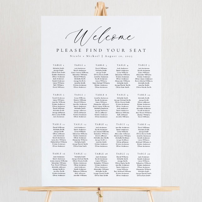 20 Tables Welcome Seating Chart (Creator Uploaded)