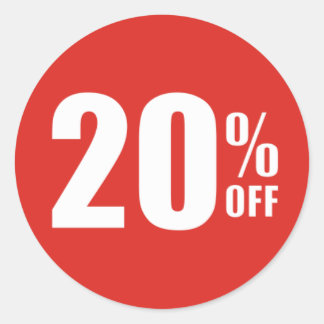 20% Vingt pour cent de réduction Sticker de vente