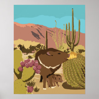 20"x16" Southwest Javelina Poster