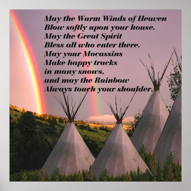 20"x20" Gold Matte Cherokee Blessing Prayer Print (Front)