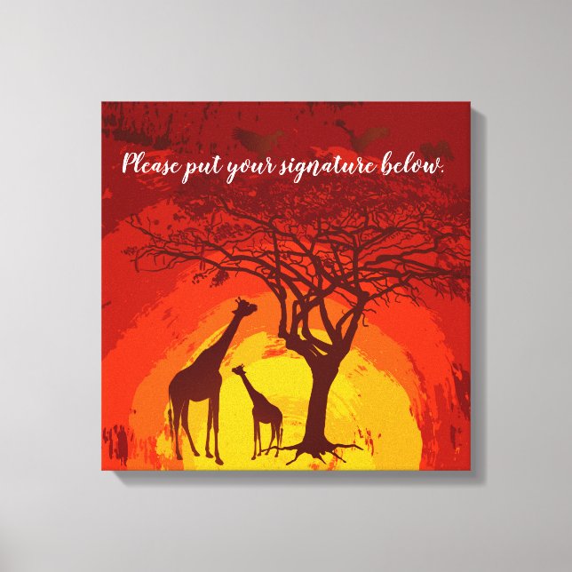 20"x20" Signature Canvas African Safari Giraffe Su (Front)