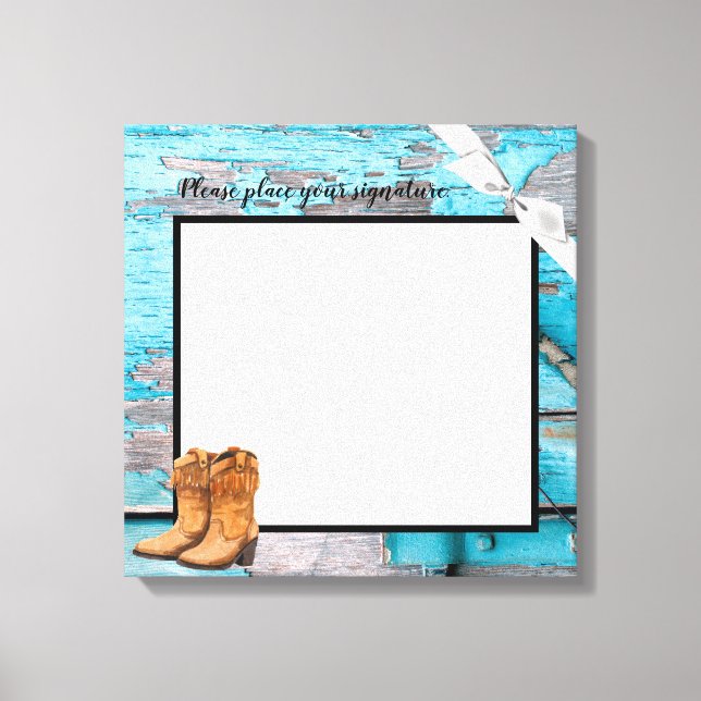 20"x20" Signature Canvas Blue Wood Barn Door Boots (Front)