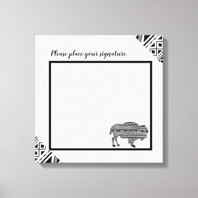 20"x20" Signature Canvas Boho Buffalo Tribal Patte (Front)