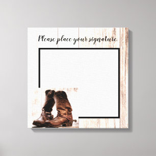 20"x20" Signature Canvas Boots Country Rustic West Print