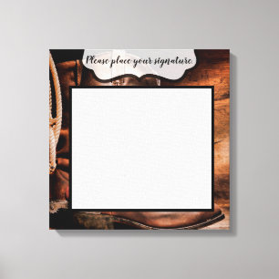 20"x20" Signature Canvas Cowboy Boots Barn Wood Ru Print