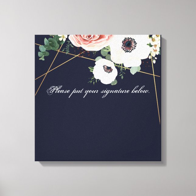 20"x20" Signature Canvas Geometric Garden Navy Blu (Front)