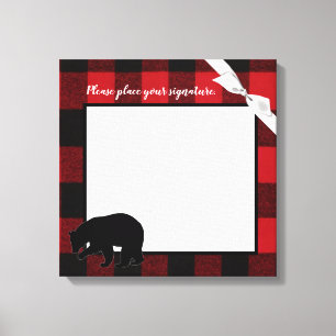 20"x20" Signature Canvas Red Buffalo Plaid Bear