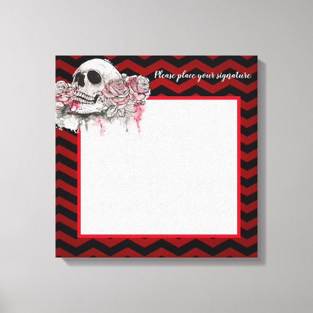 20"x20" Signature Canvas skull Rose Gothic Chevron (Front)