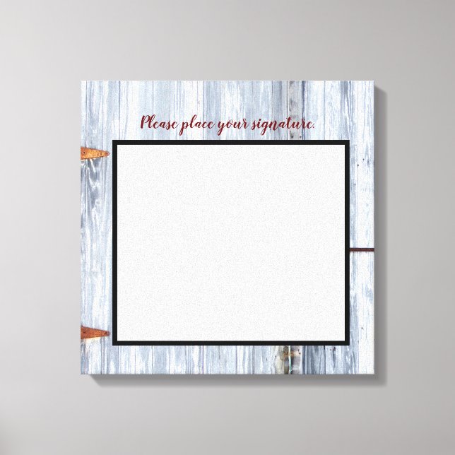 20"x20" Signature Toile Laver blanc Porte en bois (Recto)