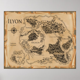 20" x 16" affiche de carte d'Ilyon (mate)