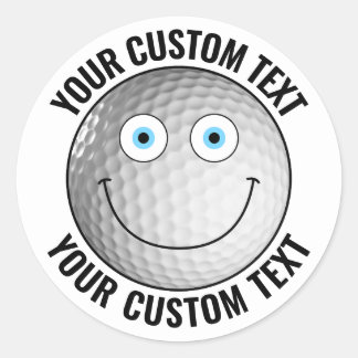 20 x Golf Ball Personalized Text Custom Happy Face Classic Round Sticker