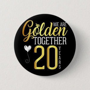 20 Year 20th Anniversary Shirts For Couples Husban 2 Inch Round Button
