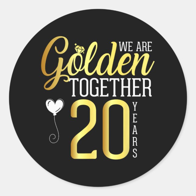 20 Year 20th Anniversary Shirts for Couples Husban Classic Round Sticker (Front)