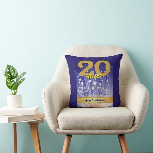 20 Year CUSTOM NAME 12 Step Anniversary Big Number Throw Pillow (Chair)