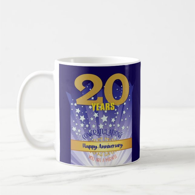 20 Year CUSTOM Recovery Anniversary Bold Numeral Coffee Mug (Left)