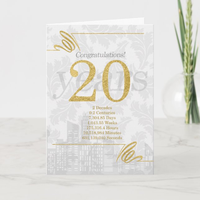 20 Year Employee Anniversary Professional Card (Front)