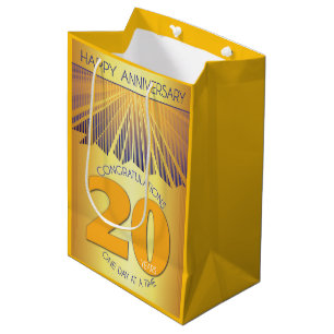 20 Year Golden Ray 12 Step Anniversary Medium Gift Bag