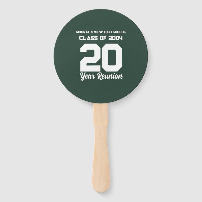 20 Year High School Reunion White Sporty Text Hand Fan (Front)