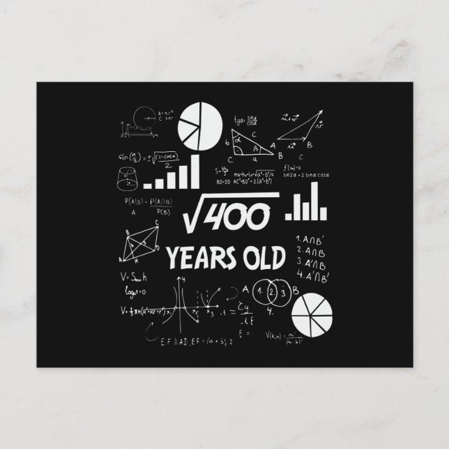 20 Year Old Bday Geeky Math 20th birthday Gift Postcard (Front)