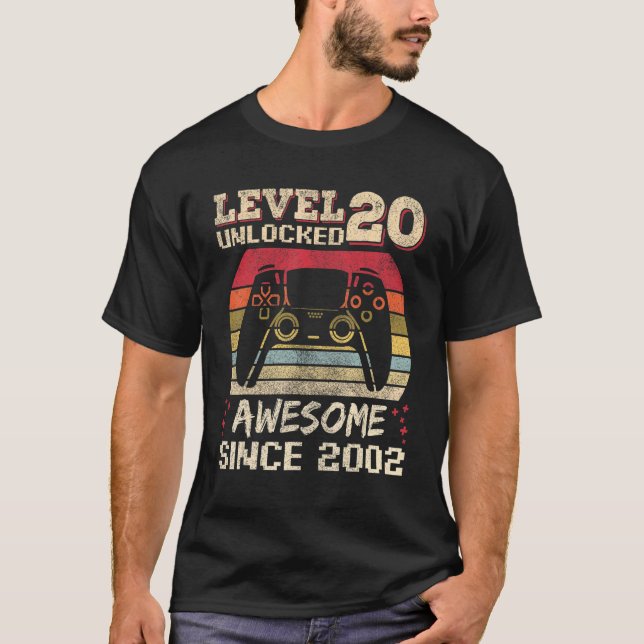20 Year Old  Gamer Man Birthday 20 Level Unlocked  T-Shirt (Front)