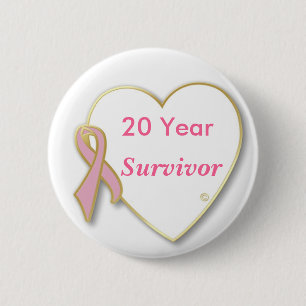 20 year pink ribbon survivor pin