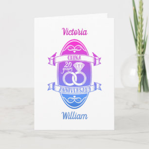 20 Year traditional China 20th wedding anniversary Card