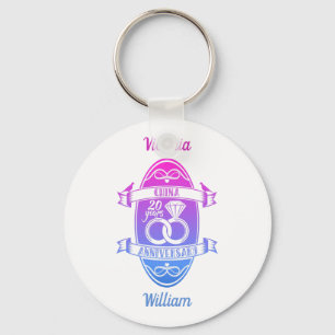 20 Year traditional China 20th wedding anniversary Keychain