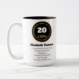 20 Year Work Anniversary   Employee Appreciation Two-Tone Coffee Mug