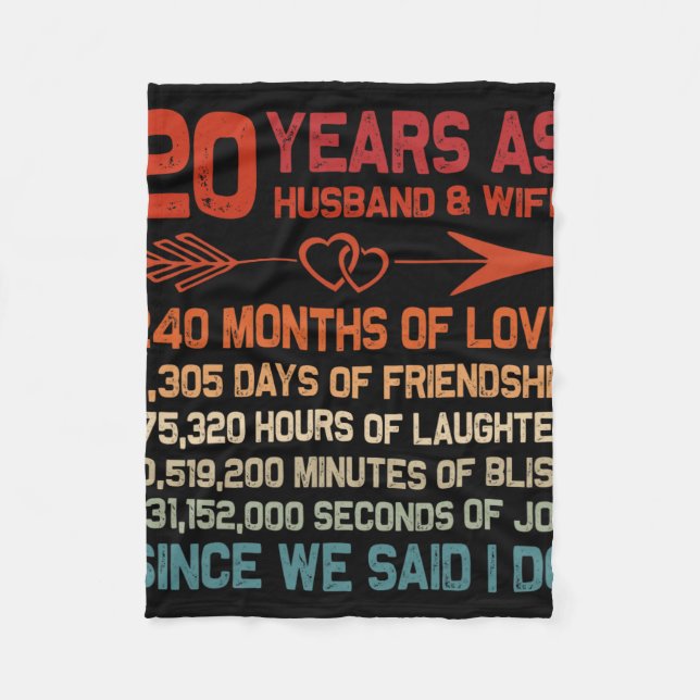 20 Years As Husband &amp; Wife 20th Anniversary Gi Fleece Blanket (Front)