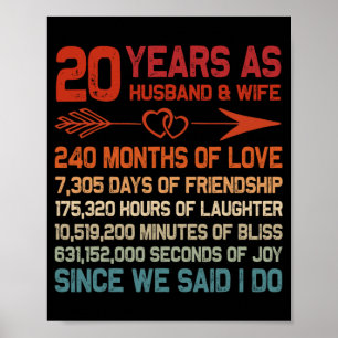 20 Years As Husband & Wife 20th Anniversary Gi Poster