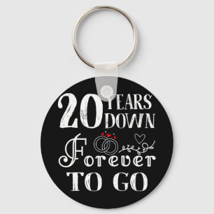 20 Years Down Forever To Go Couple 20th Wedding An Keychain