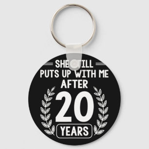 20 Years Of Marriage Husband Funny 20th Anniversar Keychain