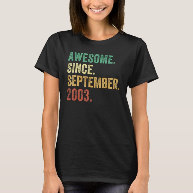 20 Years Old 20th Birthday Men Awesome Since Septe T-Shirt (Front)