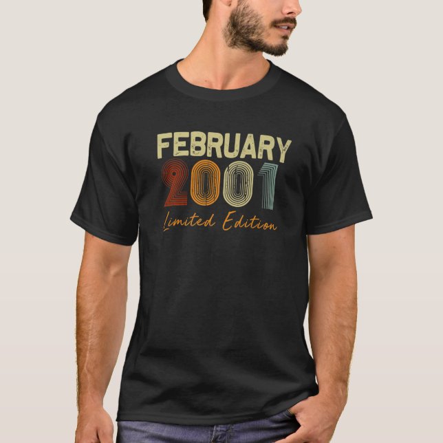 20 Years Old Birthday Gift February 2001 Limited E T-Shirt (Front)