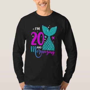20 Years Old Girl Second 20th Birthday Mermaid Two T-Shirt