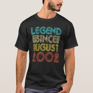 20 Years Old   Legend Since August 2002 20th Birth T-Shirt