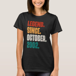 20 Years Old Legend Since October 2002 20th Birth T-Shirt