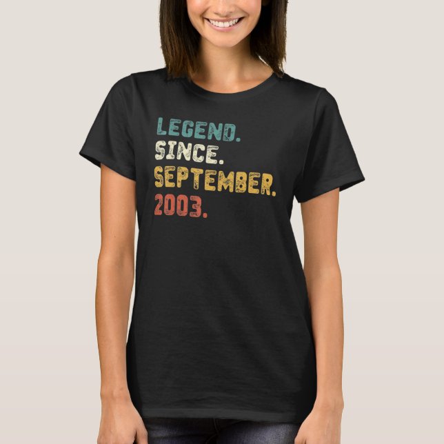 20 Years Old  Legend Since September 2003 20th Bir T-Shirt (Front)