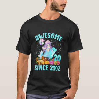 20 Years Old Mermaid Awesome Since 2002 20th Birth T-Shirt