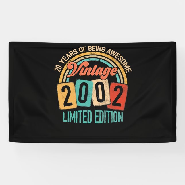 20 Years Old Of Be Awesome In 2002 20th Birthday Banner (Horizontal)