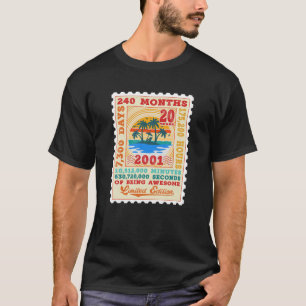 20 Years Old Palm Trees Born 2001 Stamp Retro 20Th T-Shirt