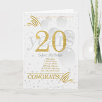 20 Years Sober Birthday Faux Gold Glitter