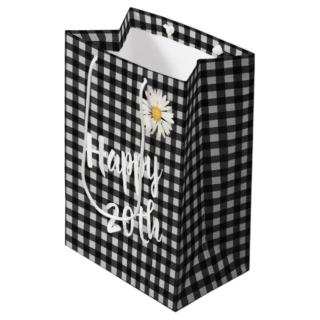 20e Anniversaire Daisy Sur En vichy Sac Cadeau Moy (Devant Angle)