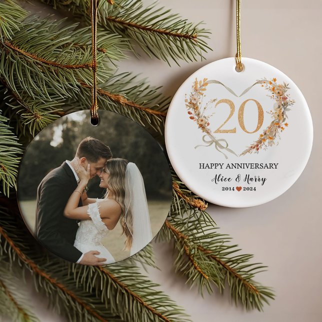 20e anniversaire du Mariage Gold Hearts Couple Pho (Créateur téléchargé)